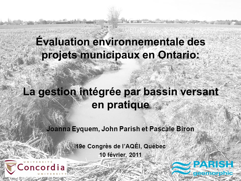 Valuation Environnementale Des Projets Municipaux En Ontario Ppt T L Charger