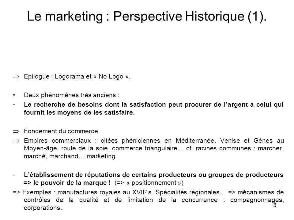 Le marketing : Perspective Historique (1).
