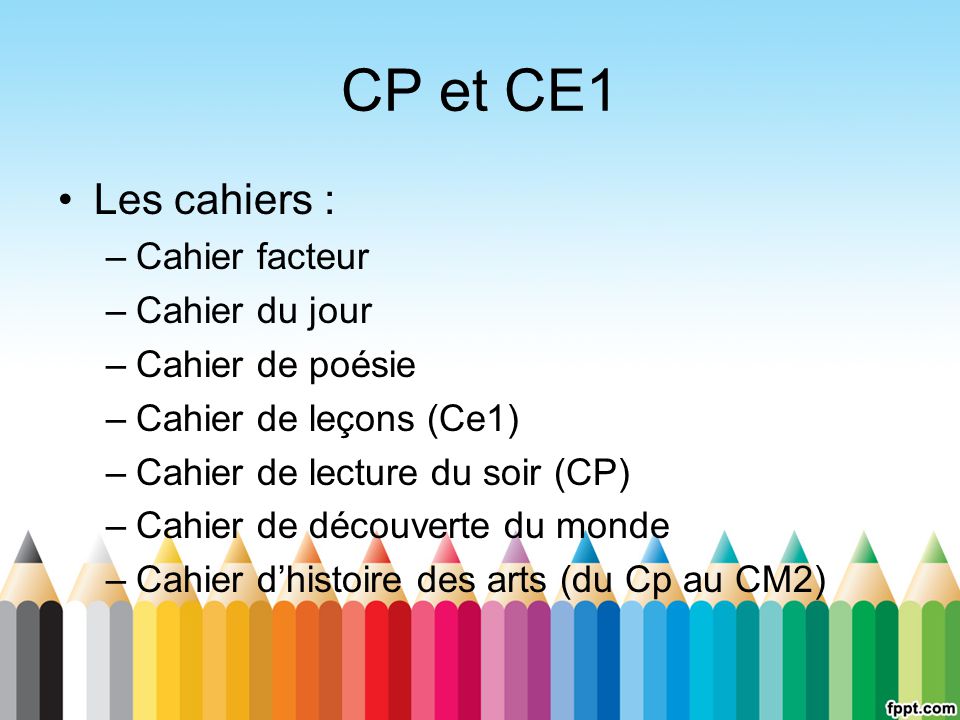 CP et CE1 Les cahiers : Cahier facteur Cahier du jour Cahier de poésie
