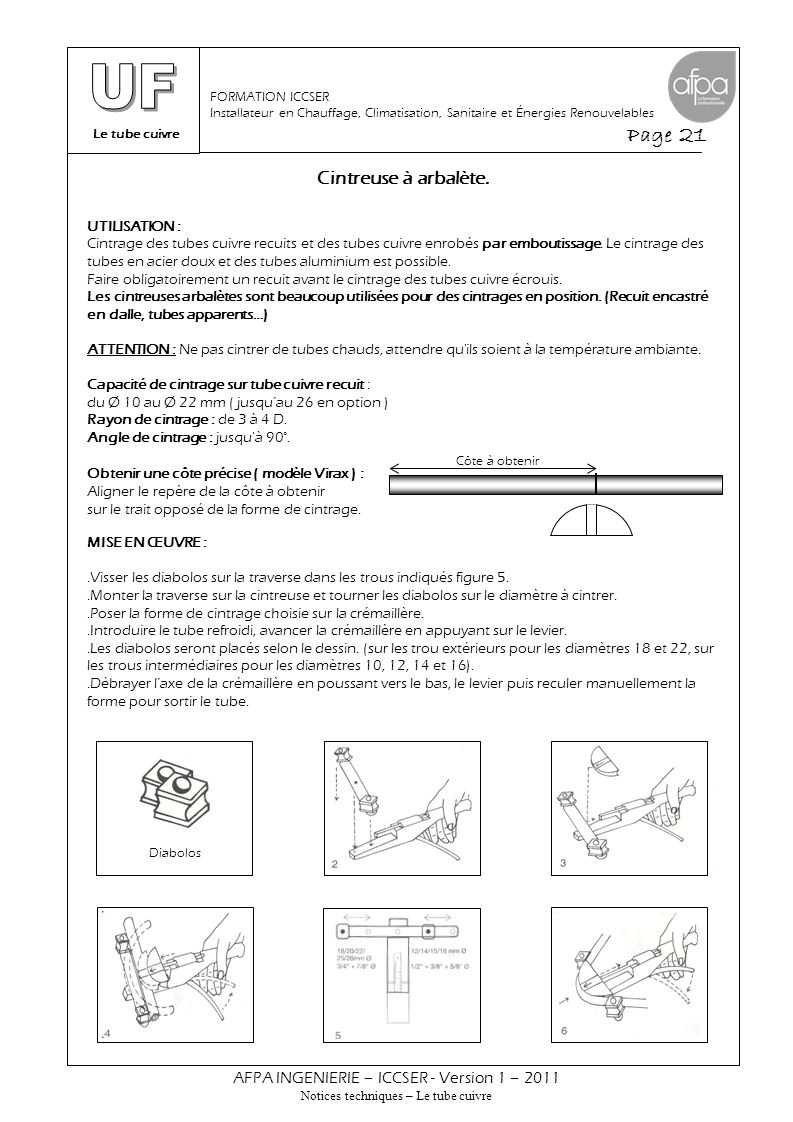 Cintreuse Arbalète Cuivre et Multicouche avec formes et contre-formes  10-12-14-15-16-18-20-22 mm