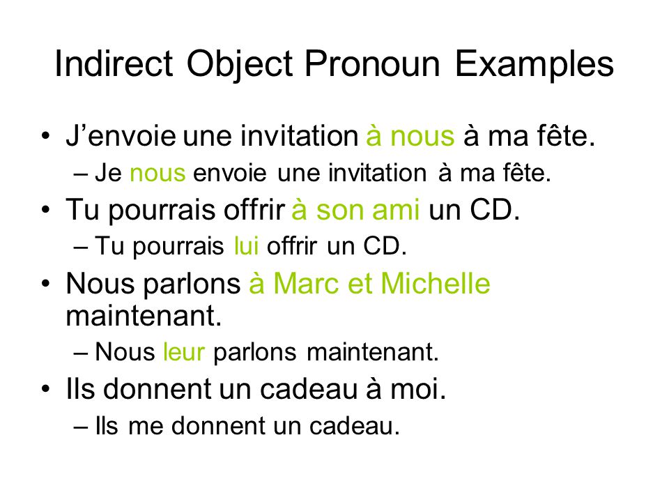 Indirect Object Pronoun Examples