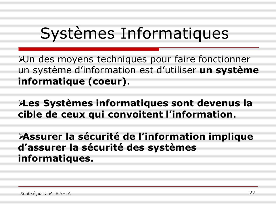 Systèmes Informatiques