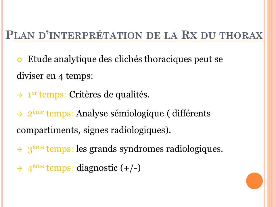 Plan d’interprétation de la Rx du thorax