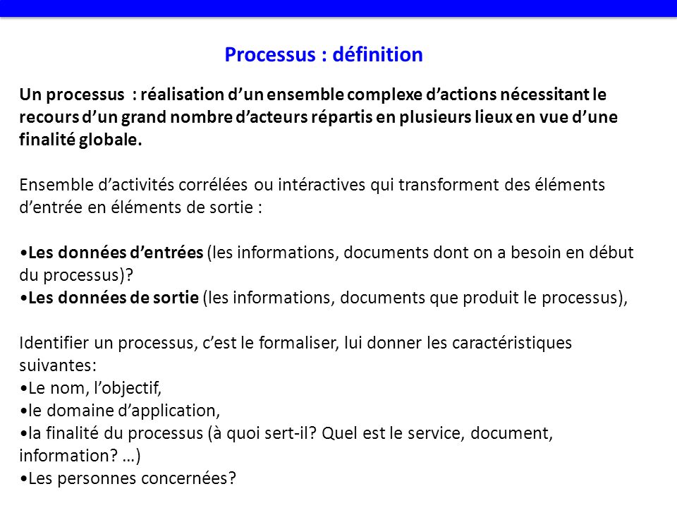 Processus : définition