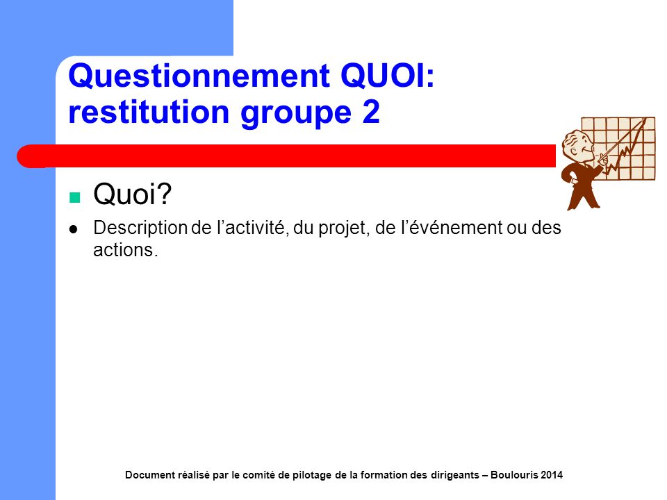 Questionnement QUOI: restitution groupe 2