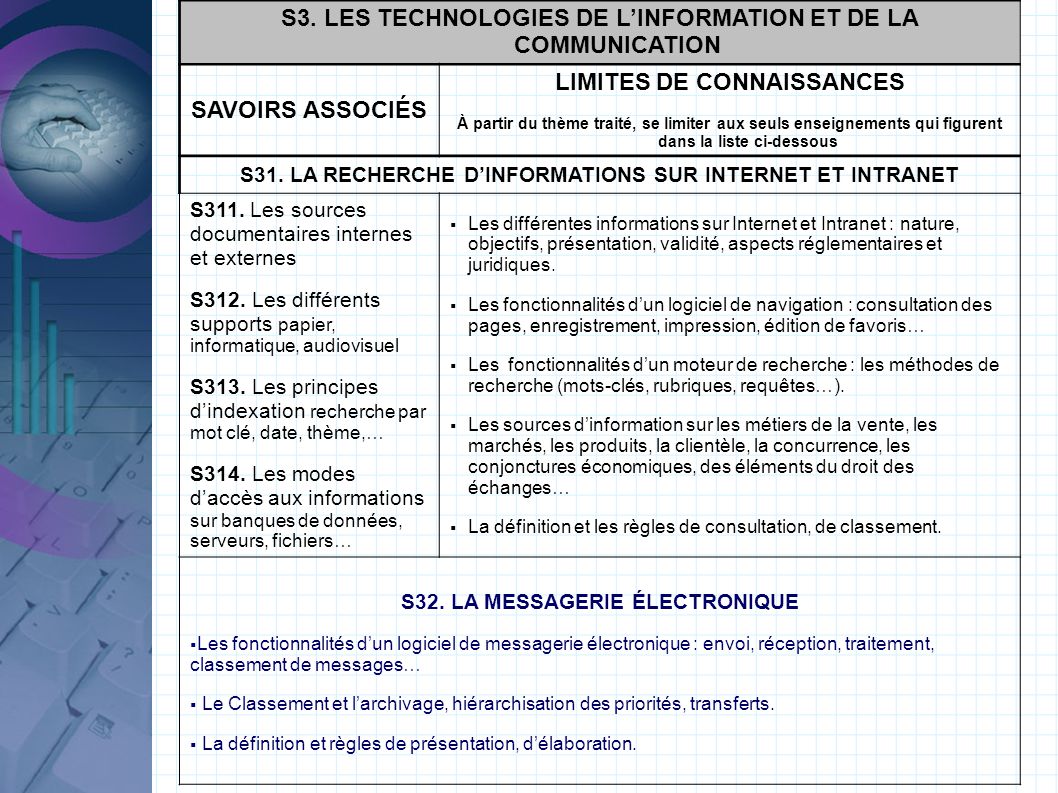 S3. LES TECHNOLOGIES DE L’INFORMATION ET DE LA COMMUNICATION