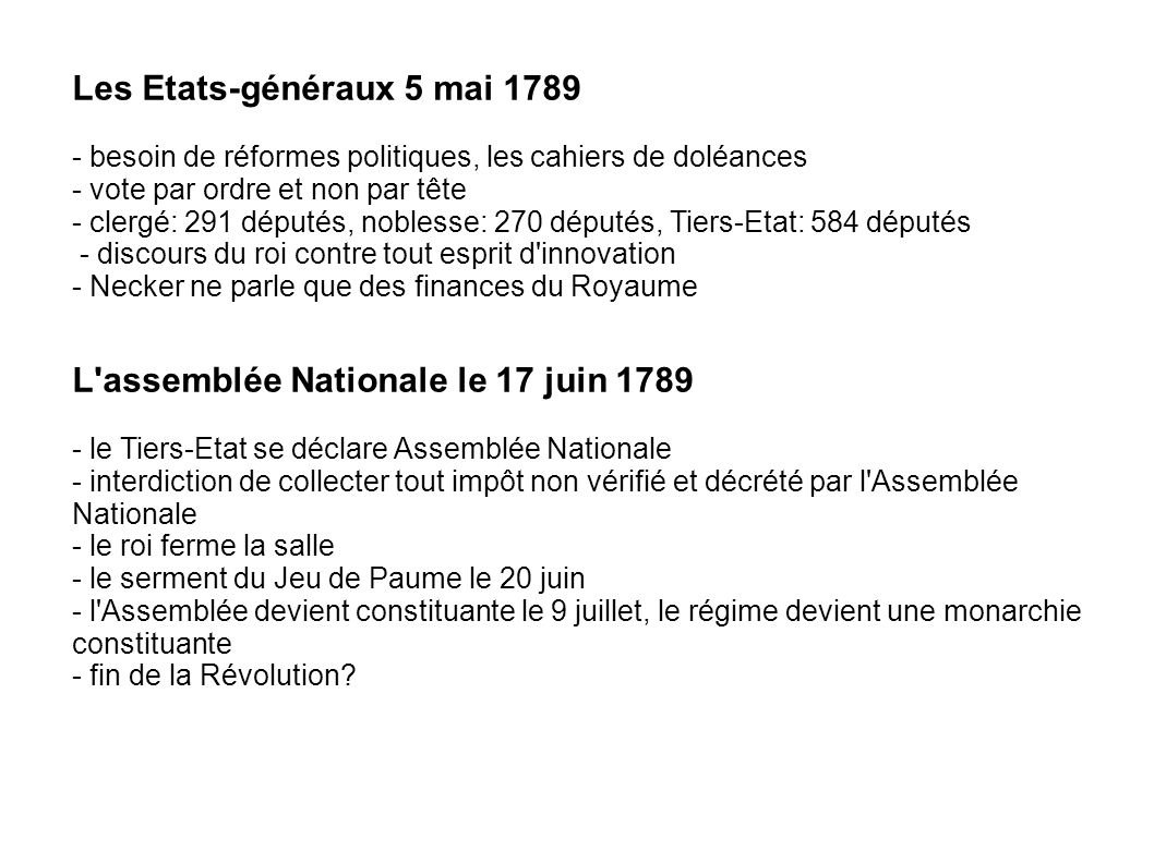 Les Etats-généraux 5 mai 1789