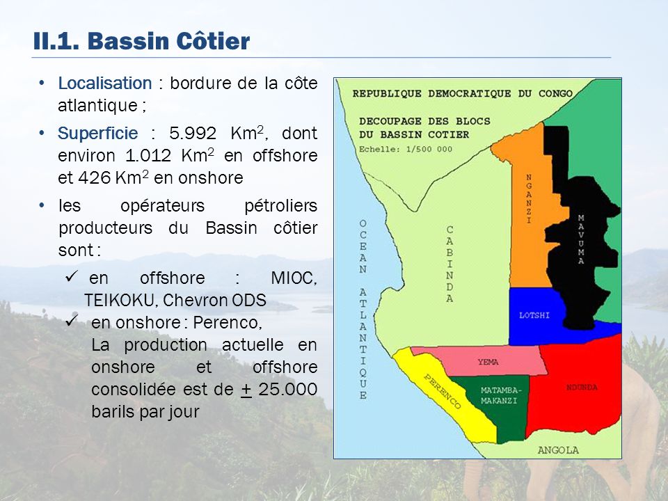 II.1. Bassin Côtier Localisation : bordure de la côte atlantique ;