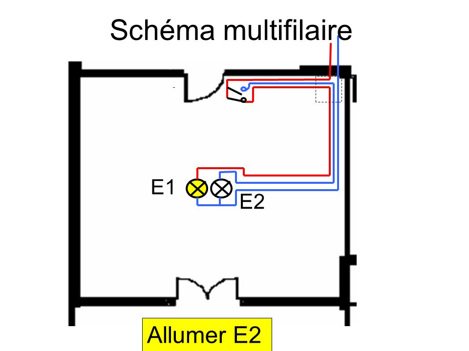 Schéma multifilaire E1 E2 Allumer E2