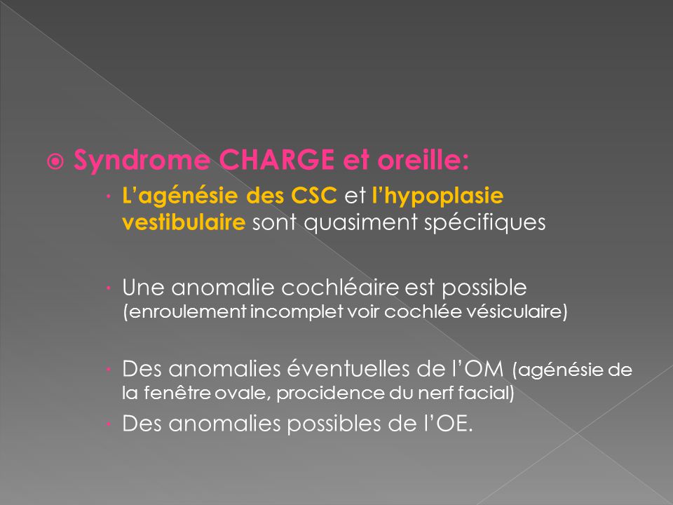 Syndrome CHARGE et oreille: