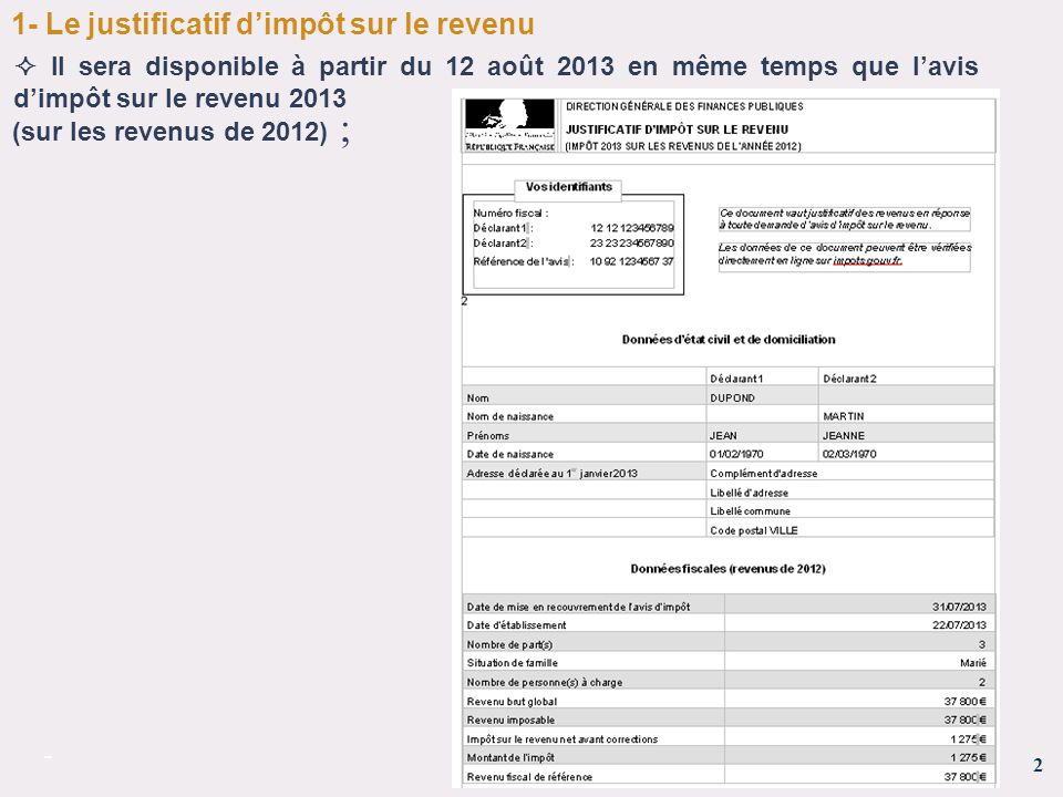 Annexe 2 1 Presentation Du Justificatif D Impot Sur Le Revenu Et Du Service De Verification En Ligne Ppt Video Online Telecharger