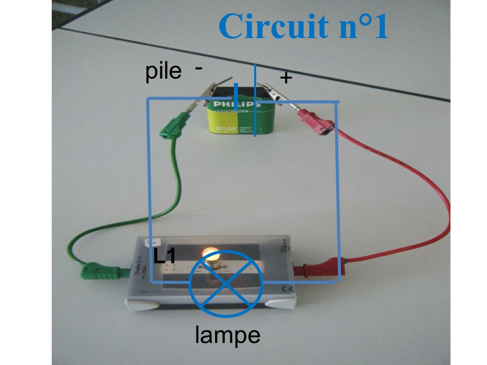 Circuit n°1 - pile + L1 lampe