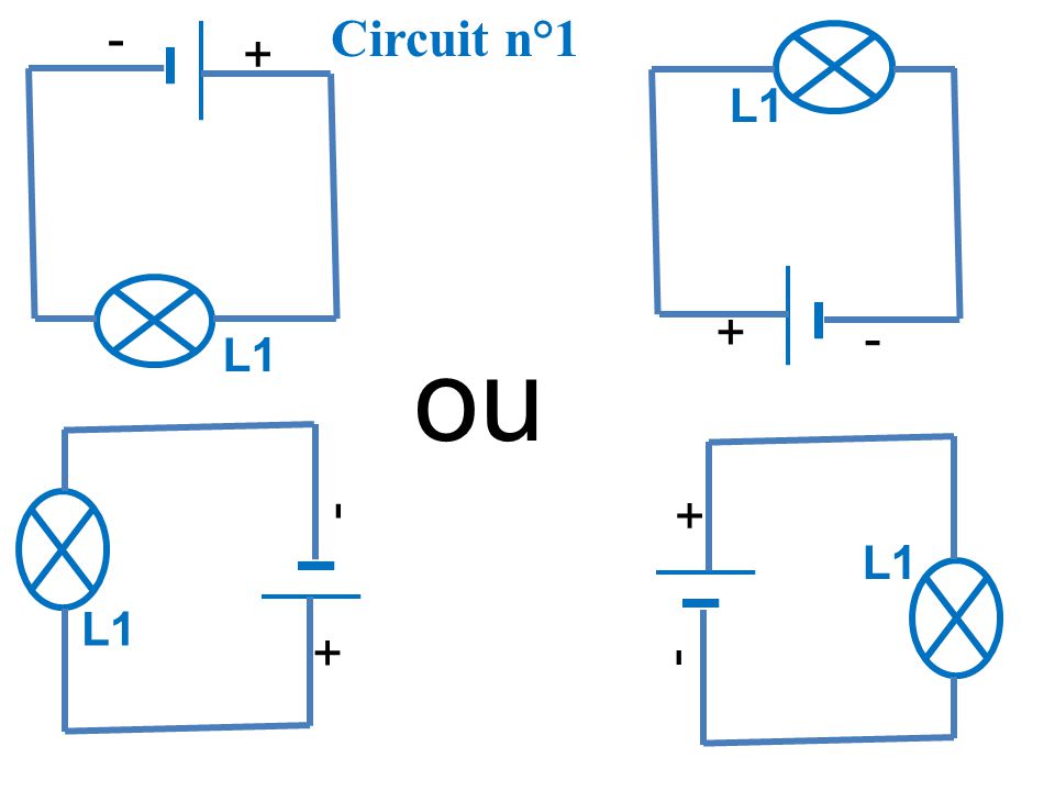 + - Circuit n°1 + - L1 L1 ou L1 L1