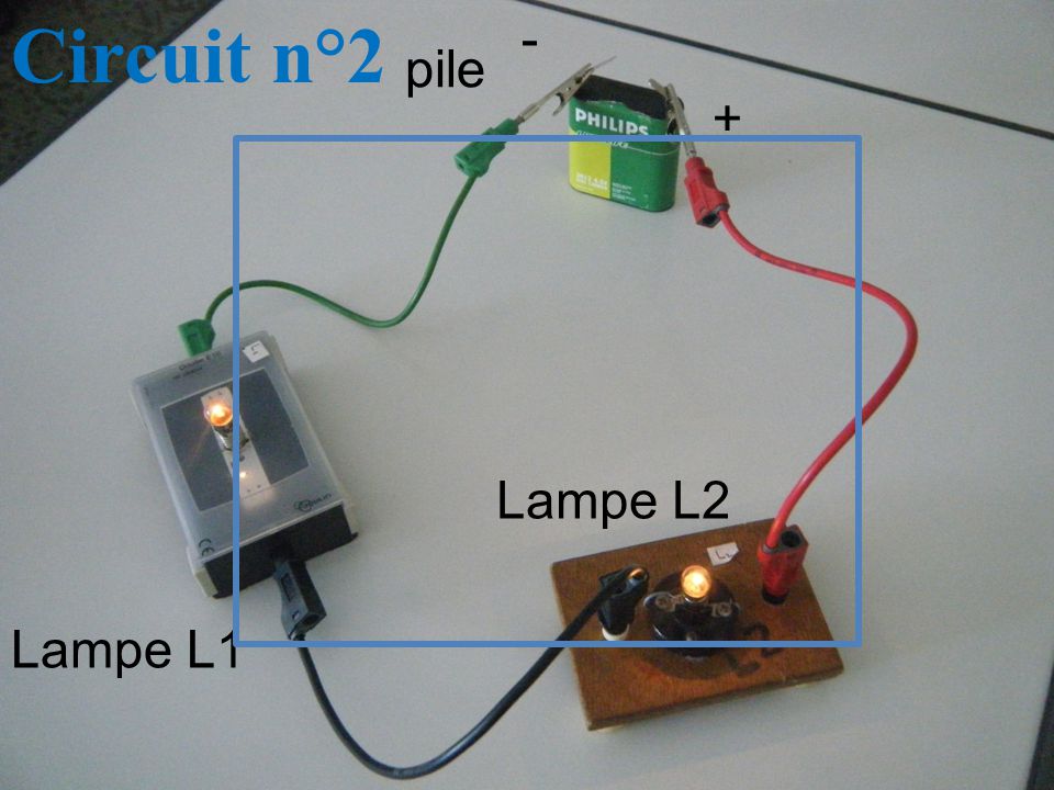 Circuit n°2 - pile + - pile + Lampe L2 Lampe L1 lampe