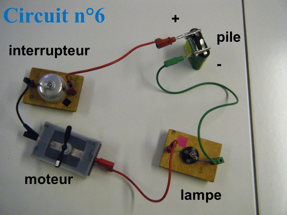 Circuit n°6 + pile interrupteur - moteur lampe