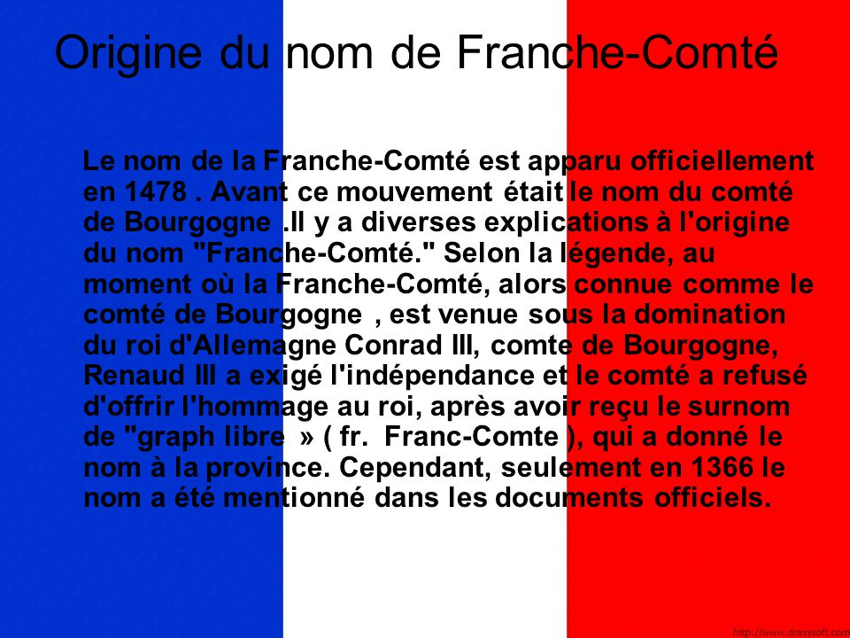 Origine du nom de Franche-Comté