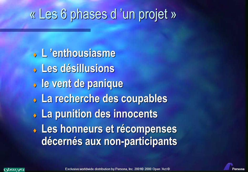 « Les 6 phases d ’un projet »