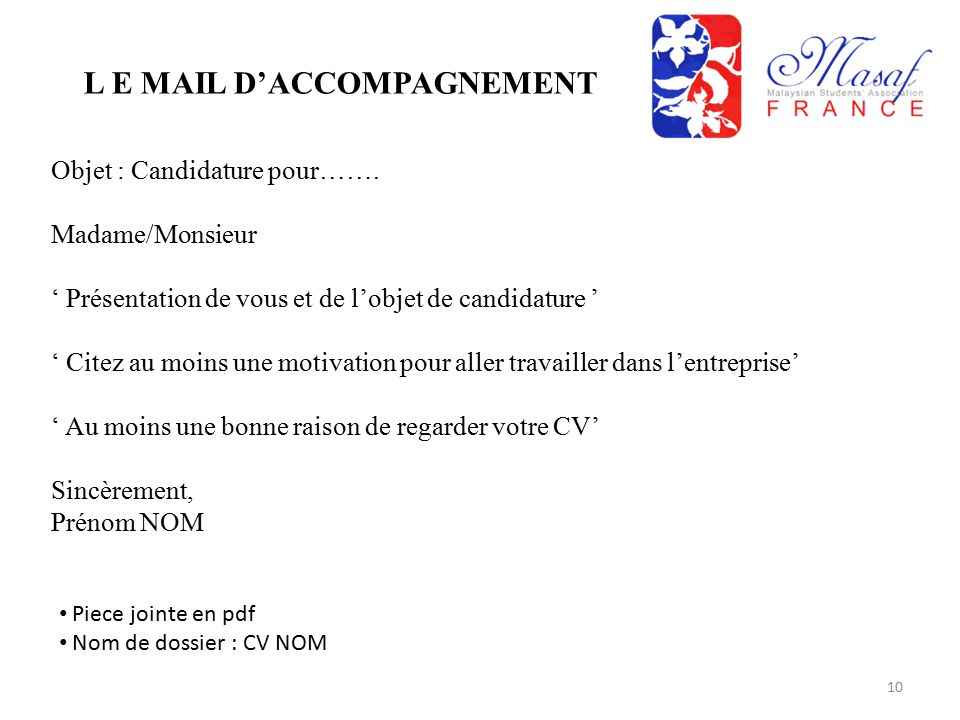 Mail Accompagnant Une Candidature