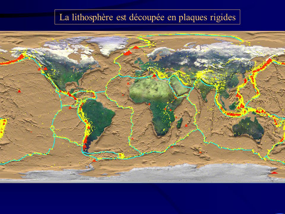 La lithosphère est découpée en plaques rigides