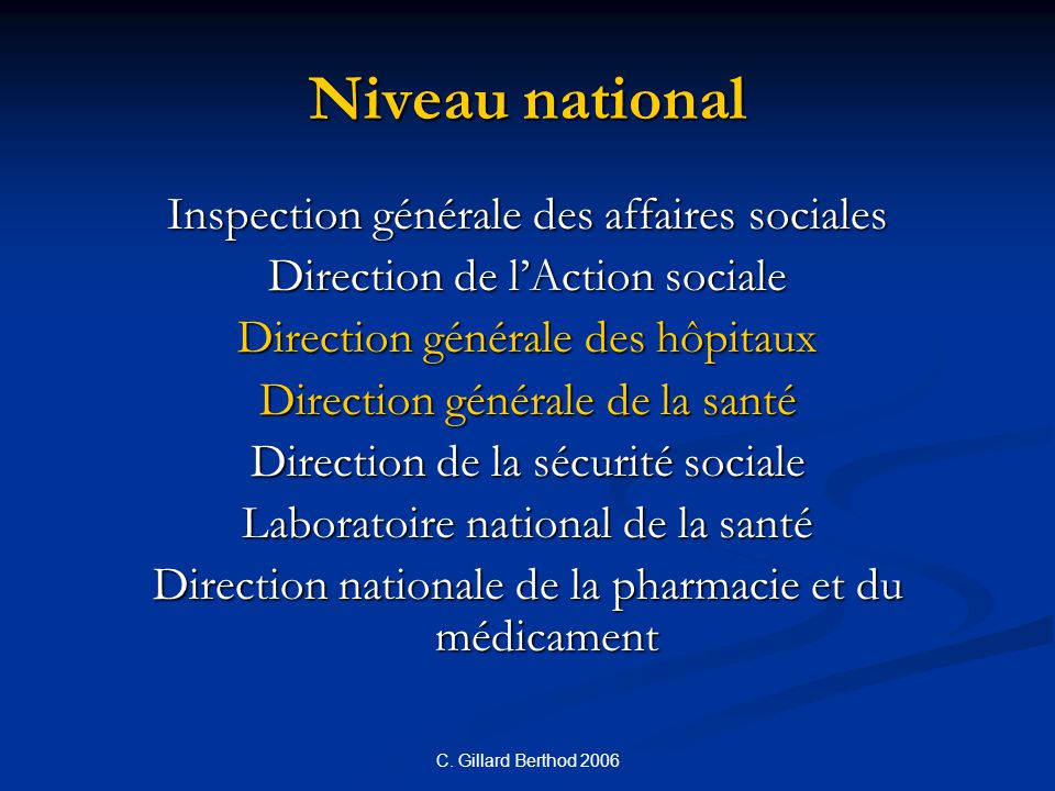 Niveau national Inspection générale des affaires sociales