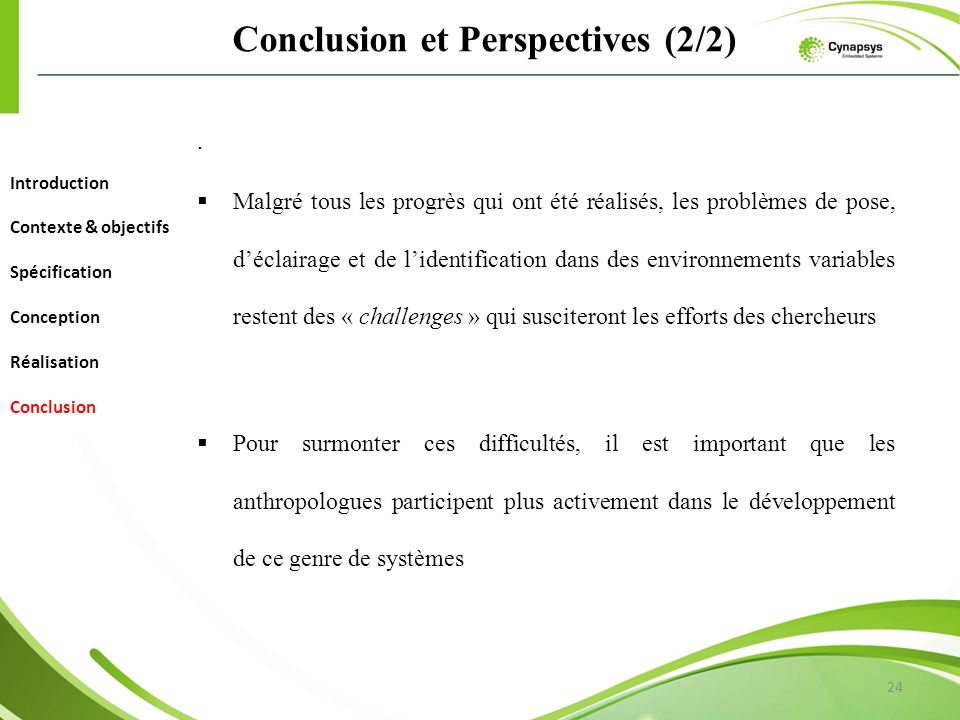 Conclusion et Perspectives (2/2)