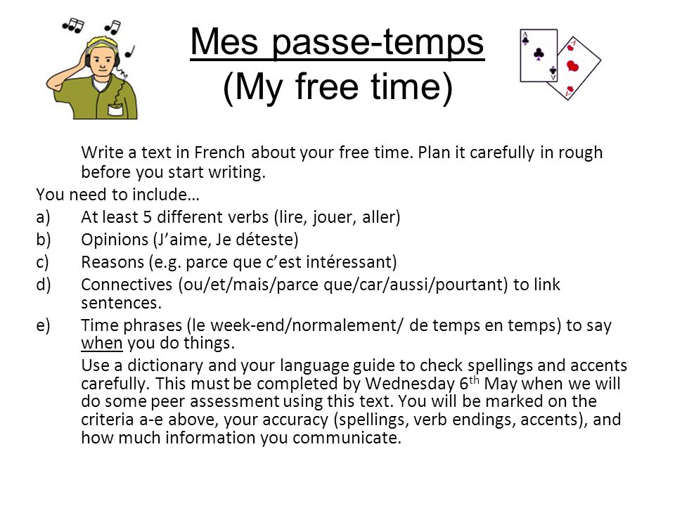 Mes passe-temps (My free time)