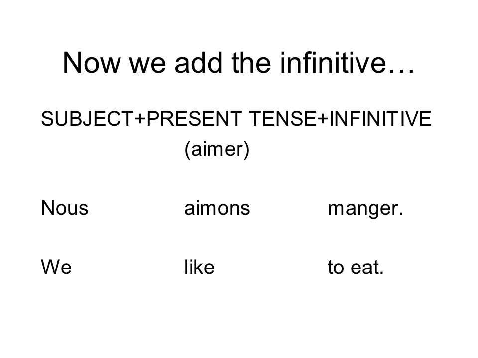 Now we add the infinitive…