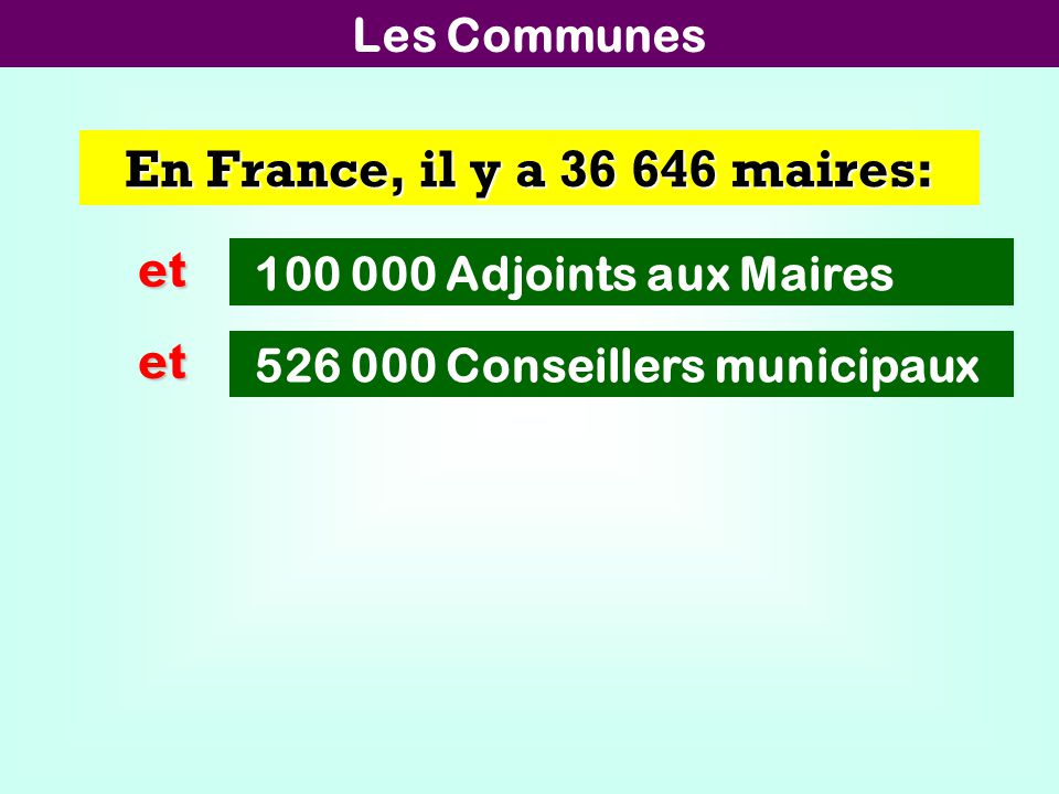 En France, il y a maires: et et