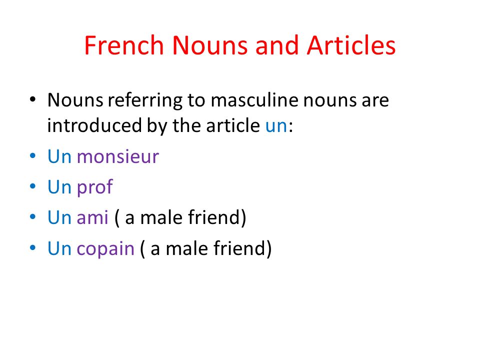 French Nouns and Articles