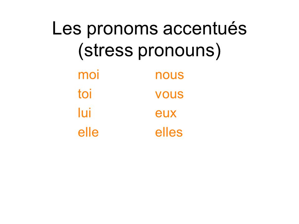 Les pronoms accentués (stress pronouns)
