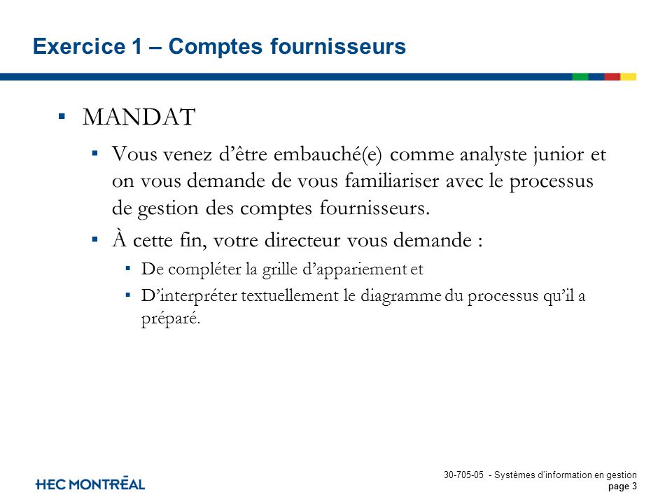 Exercice 1 – Comptes fournisseurs