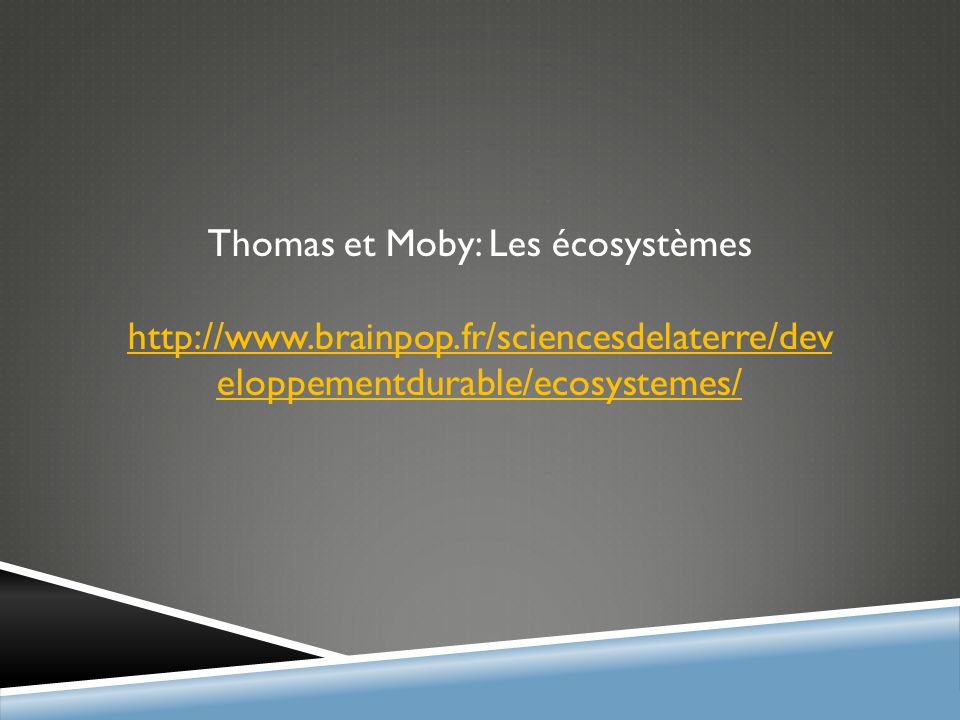 Thomas et Moby: Les écosystèmes