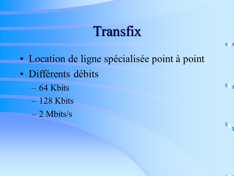 Transfix Location de ligne spécialisée point à point Différents débits