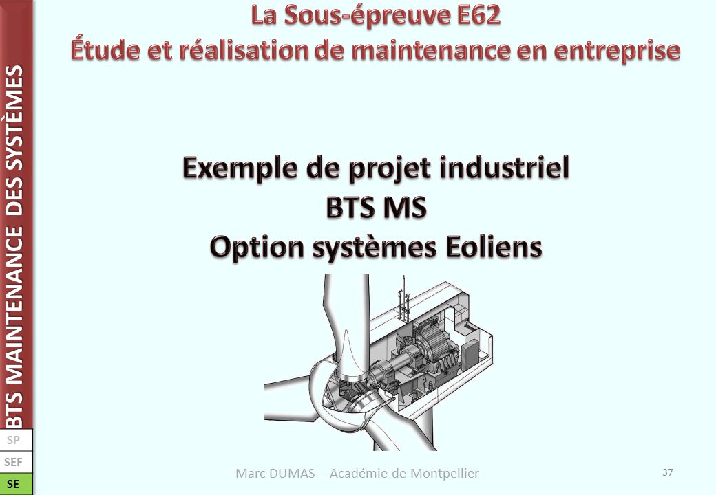 Exemple de projet industriel BTS MS Option systèmes Eoliens
