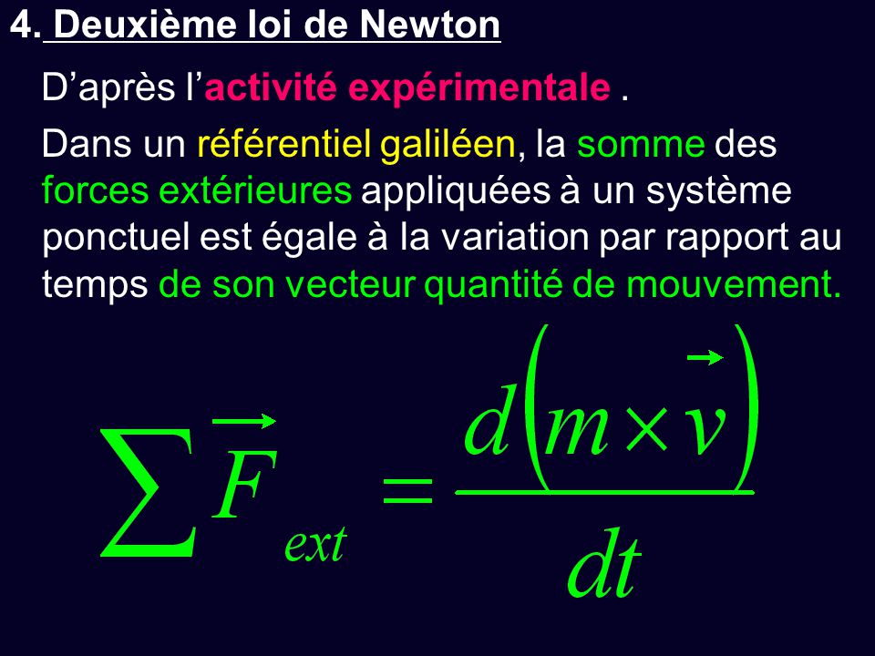 4. Deuxième loi de Newton D’après l’activité expérimentale .