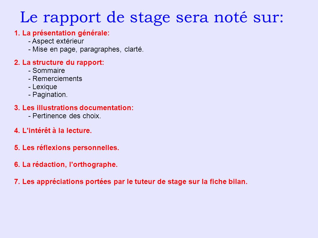 Le Rapport De Stage Il Doit Contenir Ppt Video Online Telecharger