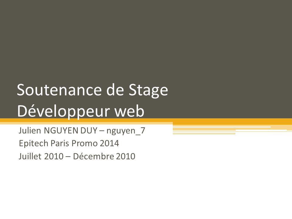 Soutenance de Stage Développeur web
