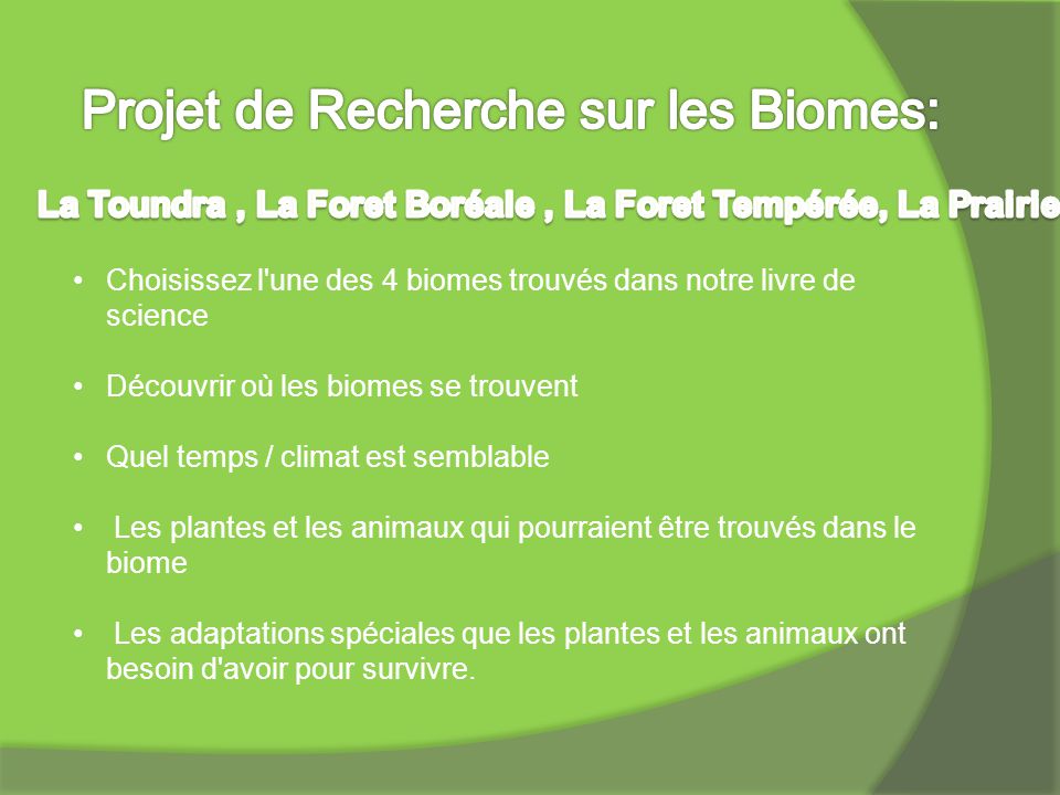 Projet de Recherche sur les Biomes: