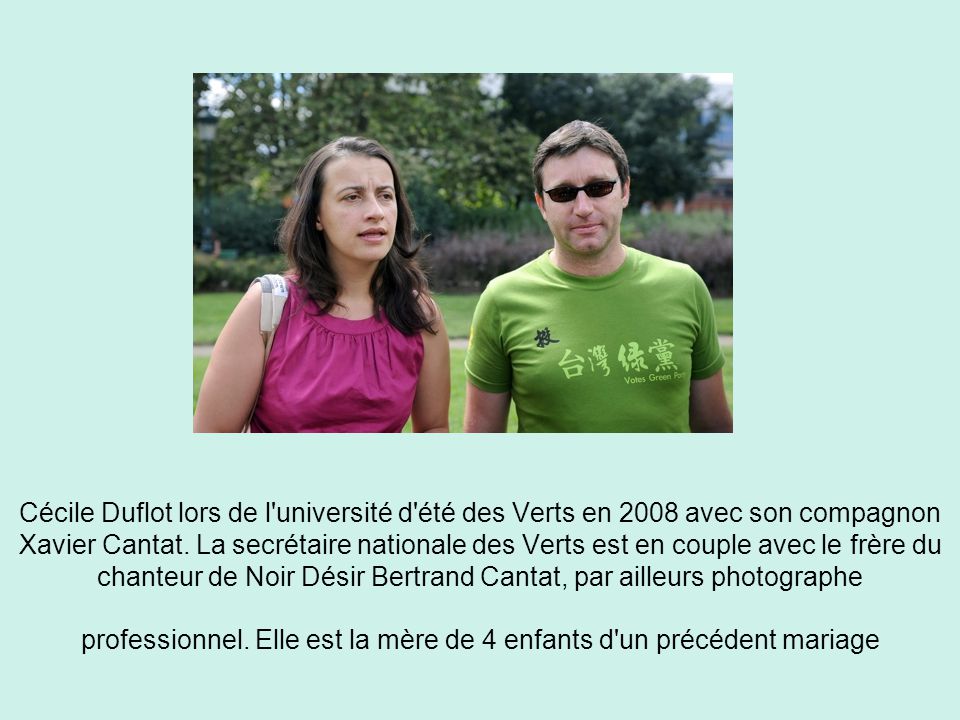 Cécile Duflot lors de l université d été des Verts en 2008 avec son compagnon Xavier Cantat.