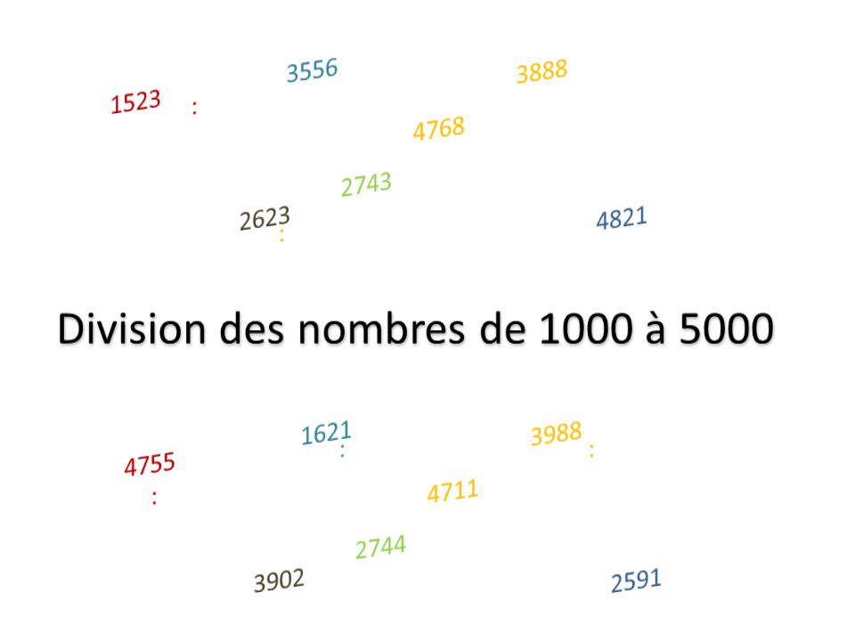 Division des nombres de 1000 à 5000