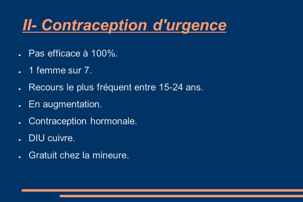 II- Contraception d urgence