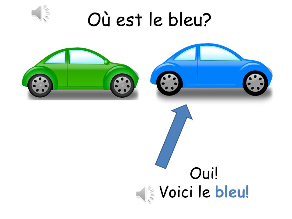 Où est le bleu Voici means here is Oui! Voici le bleu!