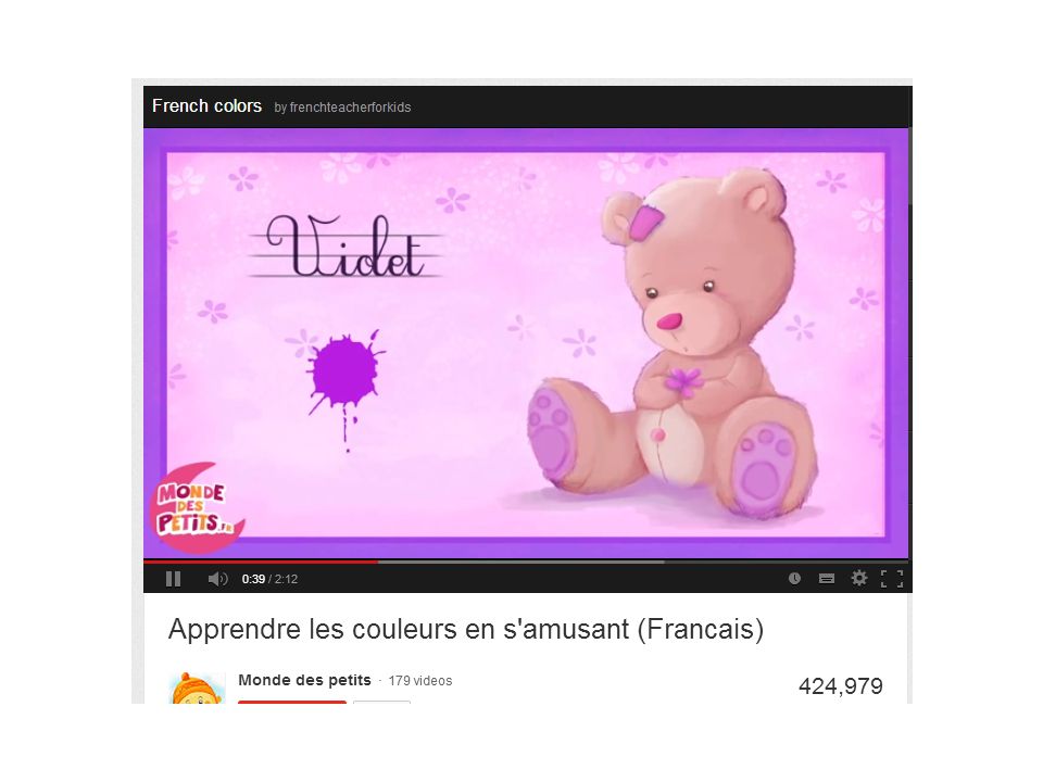 Image links to French Youtube video with colours and some activities