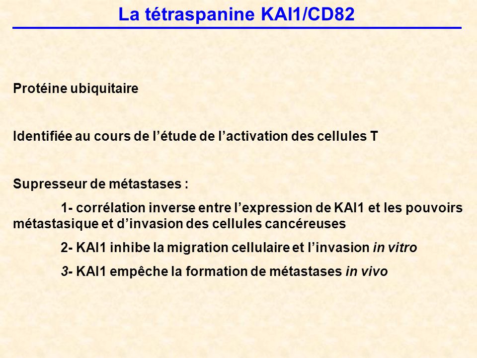 La tétraspanine KAI1/CD82