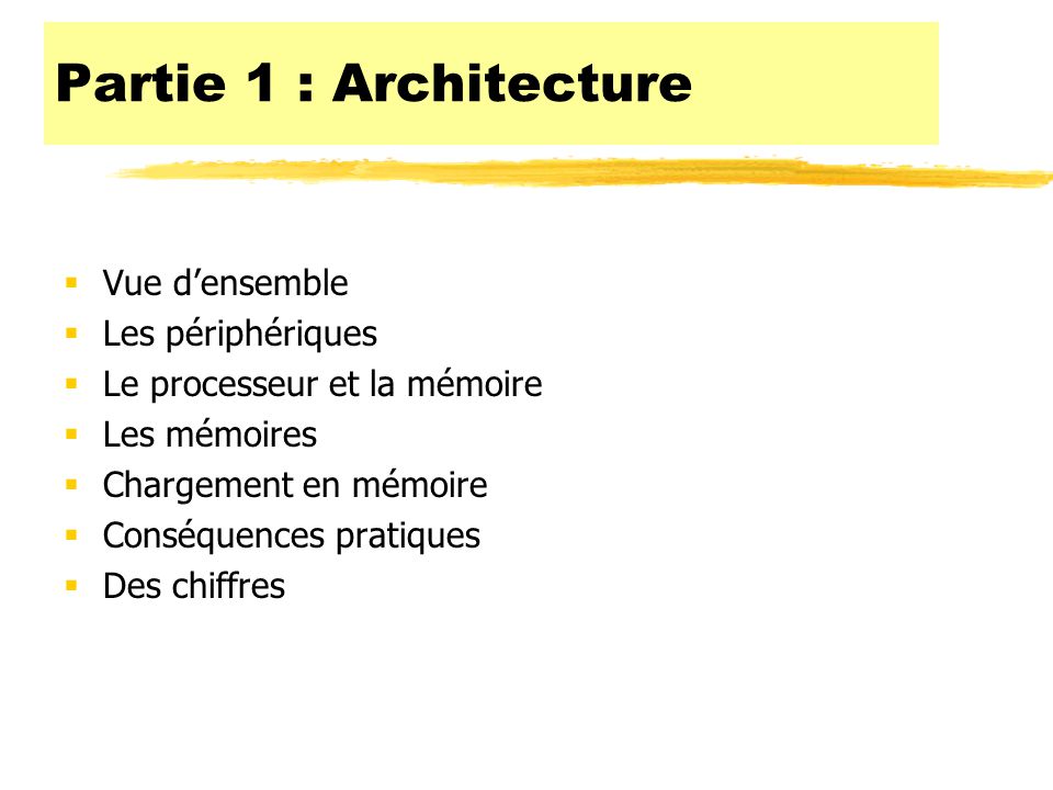 Partie 1 : Architecture Vue d’ensemble Les périphériques