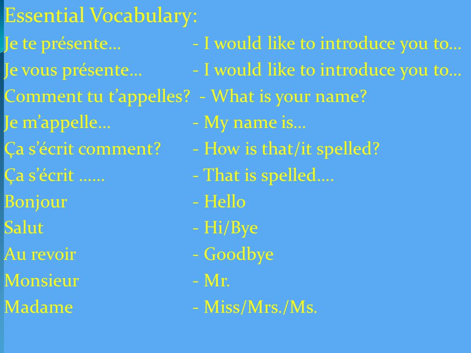 Essential Vocabulary: