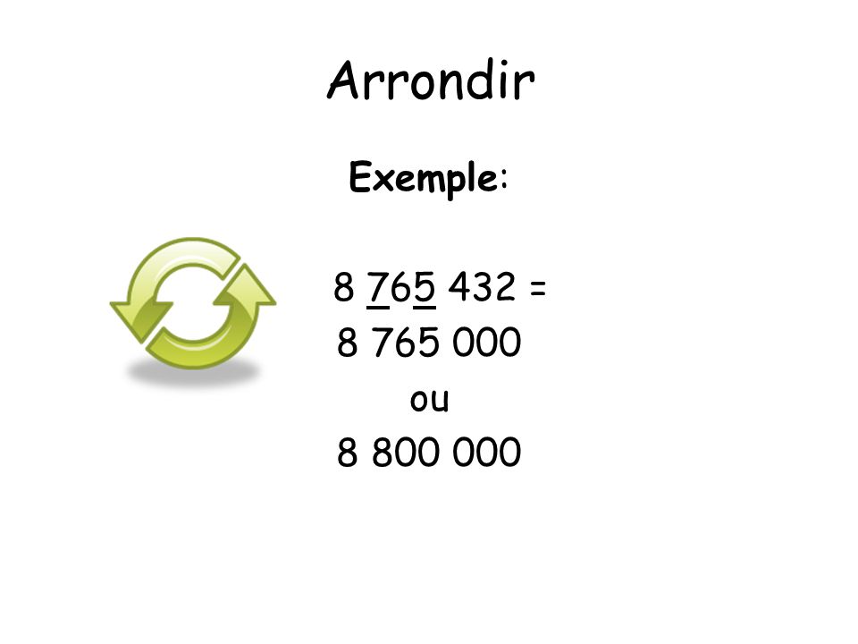 Arrondir Exemple: = ou