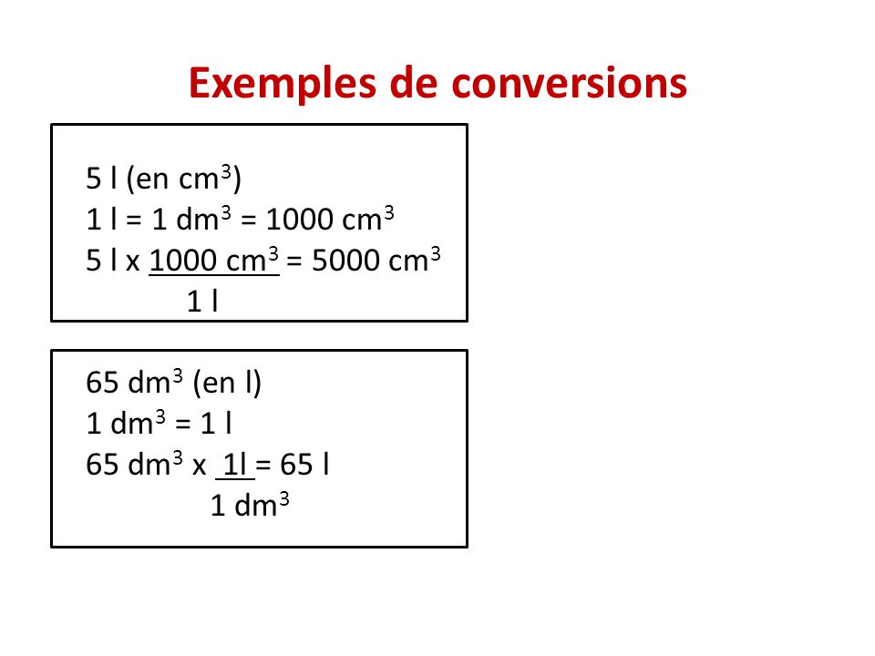 Exemples de conversions