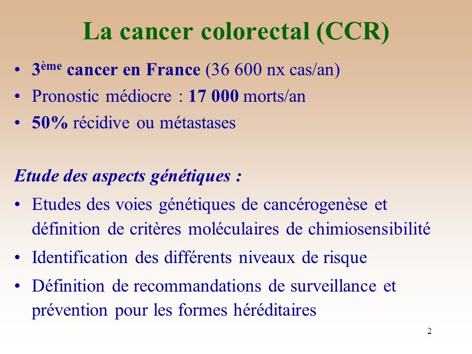 La cancer colorectal (CCR)