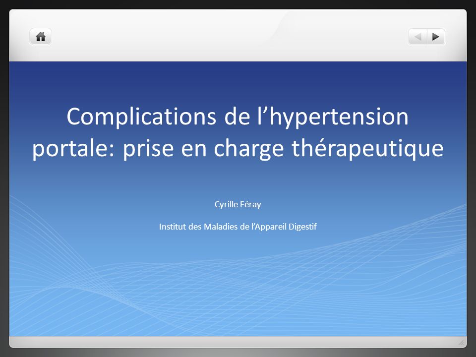 Complications de l’hypertension portale: prise en charge thérapeutique
